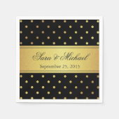 Stijlvol monogram - zwart en goud polka dots servetten (Voorkant)