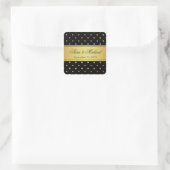 Stijlvol monogram - zwart en goud polka dots vierkante sticker (Tas)