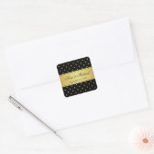 Stijlvol monogram - zwart en goud polka dots vierkante sticker (Envelop)