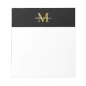 Stijlvol Monogram Zwarte Goud Professionele Modern Notitieblok (Voorkant)