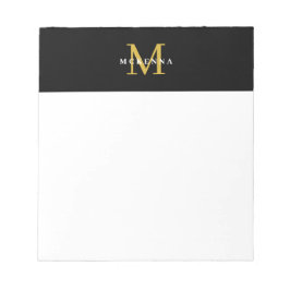 Stijlvol Monogram Zwarte Goud Professionele Modern Notitieblok