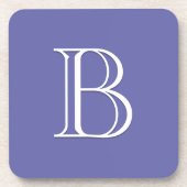 Stijlvol monogrammatisch Initiaal Periwinkle Blue Bier Onderzetter (Voorkant)