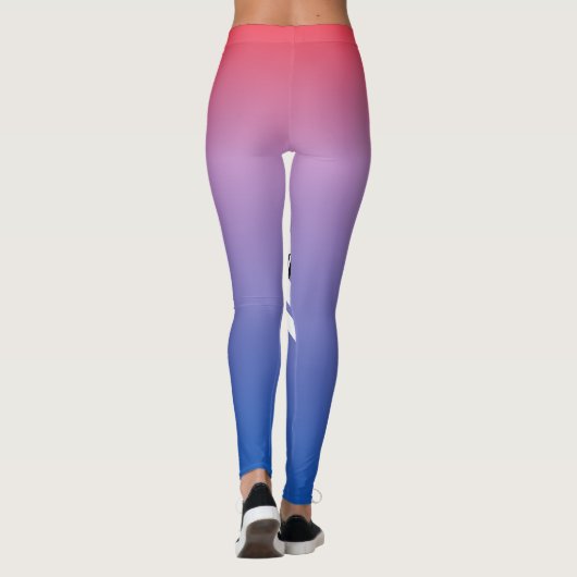 Stijlvol monogramme blauwe roze gradiënt werkout leggings (Achterkant)