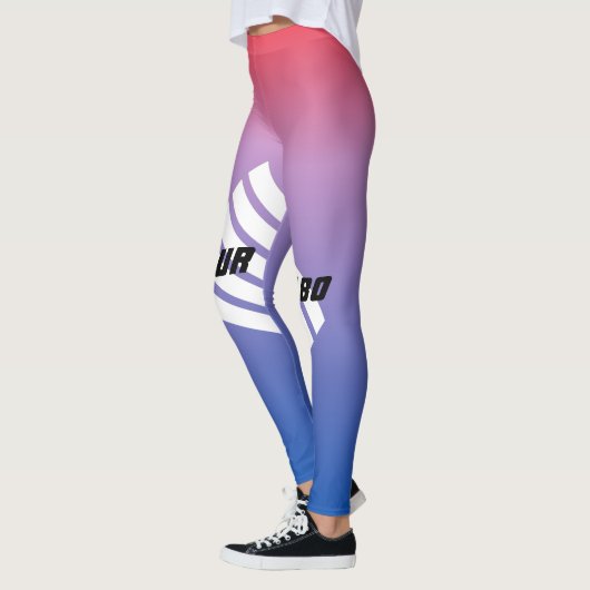 Stijlvol monogramme blauwe roze gradiënt werkout leggings (Links)