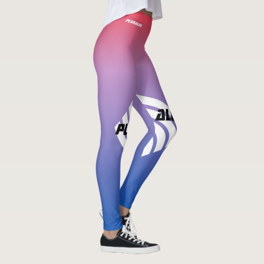Stijlvol monogramme blauwe roze gradiënt werkout leggings (Rechts)