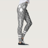 Stijlvol monogramme grijze stippen patroon werkout leggings (Rechts)