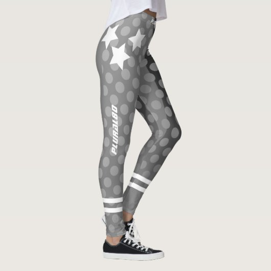 Stijlvol monogramme grijze stippen patroon werkout leggings (Rechts)