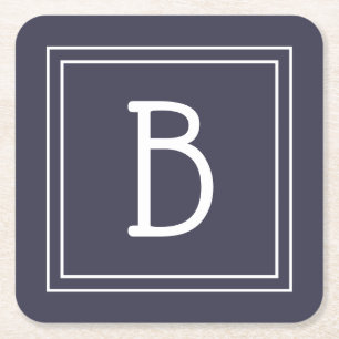 Stijlvol Monogrammed Midnight Blue & White Initiaa Kartonnen Onderzetters