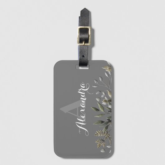 Stijlvol monogrammen botanisch Bagagelabel (Voorkant (verticaal))