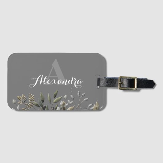 Stijlvol monogrammen botanisch Bagagelabel (Voorkant (horizontaal))