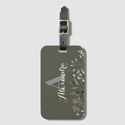 Stijlvol monogrammen botanisch Bagagelabel (Voorkant (verticaal))