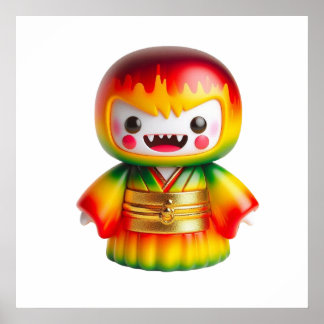 Stijlvol monster wanddecor met hoed – Schattig gri Poster