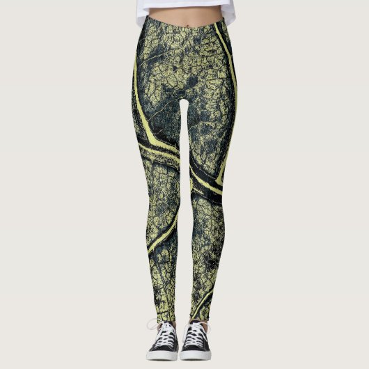 Stijlvol mos groen blad leggings (Voorkant)