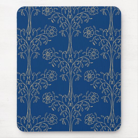 Stijlvol Mousepad, donkerblauw, goud-effect patroo Muismat (Voorkant)