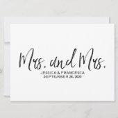 Stijlvol "Mrs. en Mrs." Lesbian Wedding Sign Kaart (Voorkant)