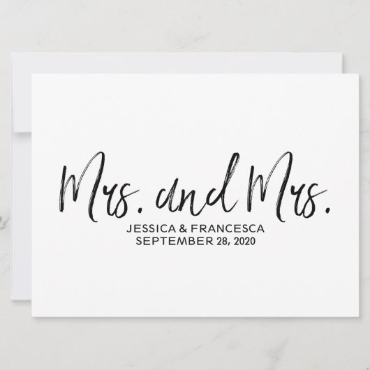 Stijlvol "Mrs. en Mrs." Lesbian Wedding Sign Kaart (Voorkant)