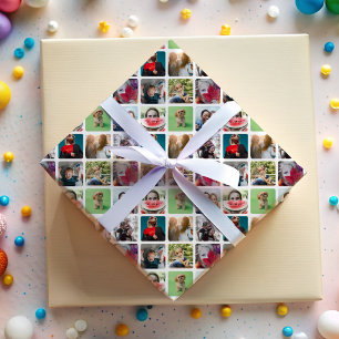 Stijlvol multi-fotocollagepatroon cadeaupapier