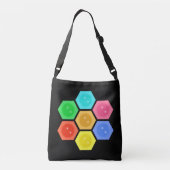 Stijlvol multicollisch honingraatontwerp op zwart crossbody tas (Achterkant)