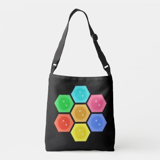 Stijlvol multicollisch honingraatontwerp op zwart crossbody tas (Achterkant)