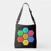 Stijlvol multicollisch honingraatontwerp op zwart crossbody tas (Voorkant)