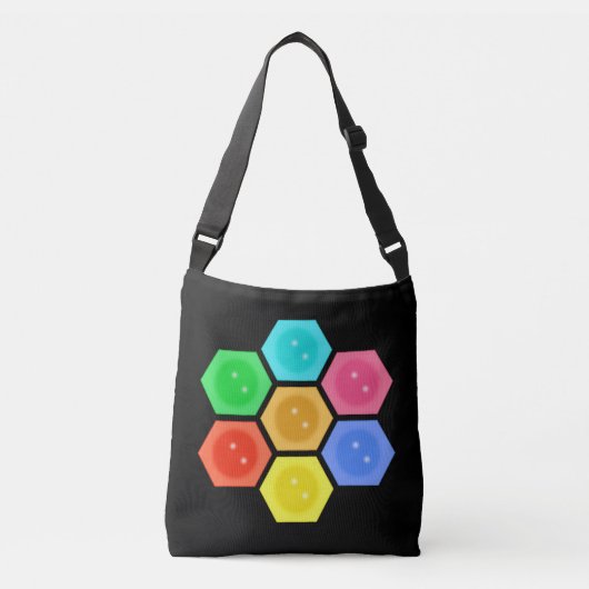 Stijlvol multicollisch honingraatontwerp op zwart crossbody tas (Voorkant)