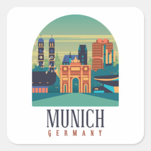 Stijlvol München stadsbeeld Duitsland Vierkante Sticker