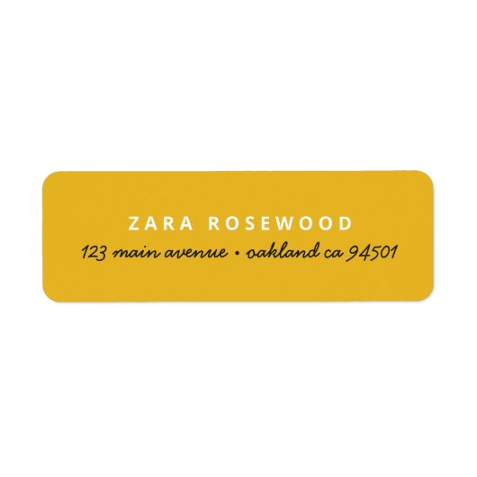 Stijlvol Mustard Yellow Return-adres Etiket (Voorkant)