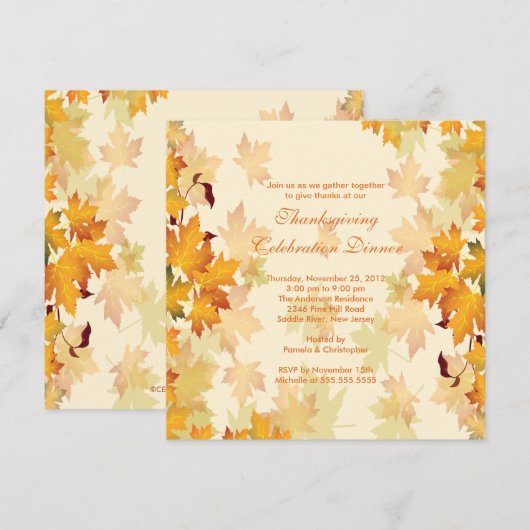 Stijlvol najaar van val laat de Uitnodiging van de (Voorkant / Achterkant)
