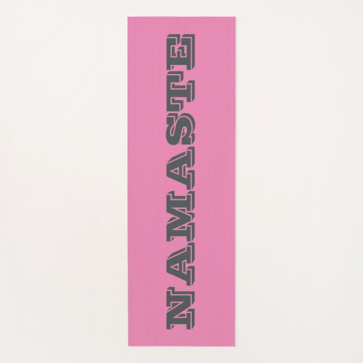 Stijlvol Namaste Roze Gray Typographic Yoga Mat (Voorkant)