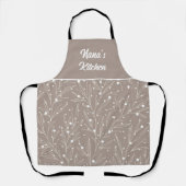 Stijlvol Nana Kitchen Bruin White Leaves Pattern Schort (Voorkant)