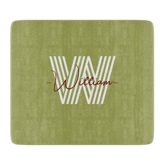 Stijlvol natuurlijk ontwerp Monogramed initiaal Fa Snijplank (Voorkant)