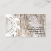 Stijlvol natuurlijk organisch hout met witte zaagv visitekaartje (Achterkant)