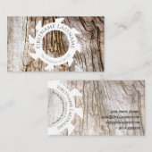 Stijlvol natuurlijk organisch hout met witte zaagv visitekaartje (Voorkant / Achterkant)