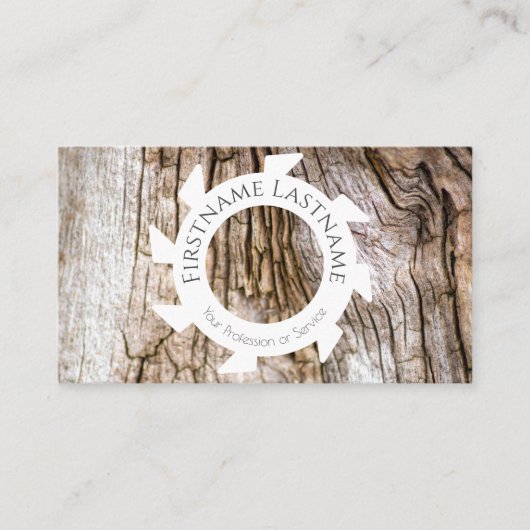 Stijlvol natuurlijk organisch hout met witte zaagv visitekaartje (Voorkant)
