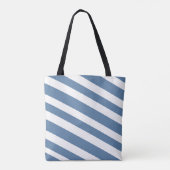 Stijlvol Nautical Blue en White Diagonal Striped Tote Bag (Achterkant)