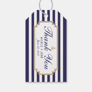 Stijlvol Nautical Blue White Hartelijk dank Labels Cadeaulabel