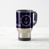 Stijlvol Nautical Compass and Ship Wheel Monogram Reisbeker (Voorkant rechts)