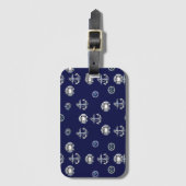 Stijlvol Nautical Navy Blue en White Bagagelabel (Voorkant (verticaal))