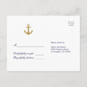 Stijlvol Nautical Striped Response RSVP Briefkaart (Achterkant)