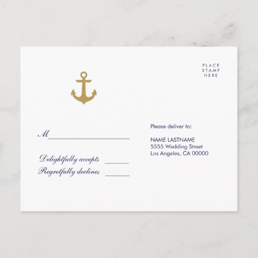 Stijlvol Nautical Striped Response RSVP Briefkaart (Achterkant)
