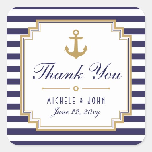 Stijlvol Nautical Wedding Dank je wel voor Sticker (Voorkant)
