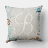 Stijlvol Nautisch zand en blauw zomerstrand bruilo Kussen (Achterkant)