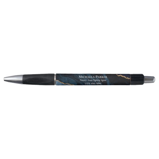 Stijlvol Navy Blauwe Agate Zakelijk Bedrijfs Pen (Voorkant)