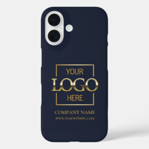 Stijlvol Navy Blauwe Zakelijk Bedrijfslogo Apple iPhone 16 Hoesje