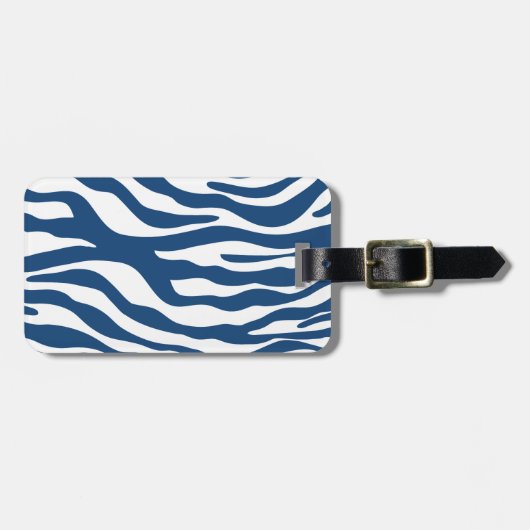 Stijlvol Navy Blue Zebra Print Patroon Bagagelabel (Voorkant horizontaal)