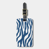 Stijlvol Navy Blue Zebra Print Patroon Bagagelabel (Voorkant verticaal)