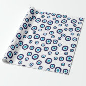 Stijlvol Nazar Navy Blue en Aqua Evil Eye Patroon Cadeaupapier (Uitgerold)