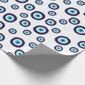 Stijlvol Nazar Navy Blue en Aqua Evil Eye Patroon Cadeaupapier (Hoek)