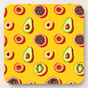 Stijlvol neon fruit patroon bier onderzetter