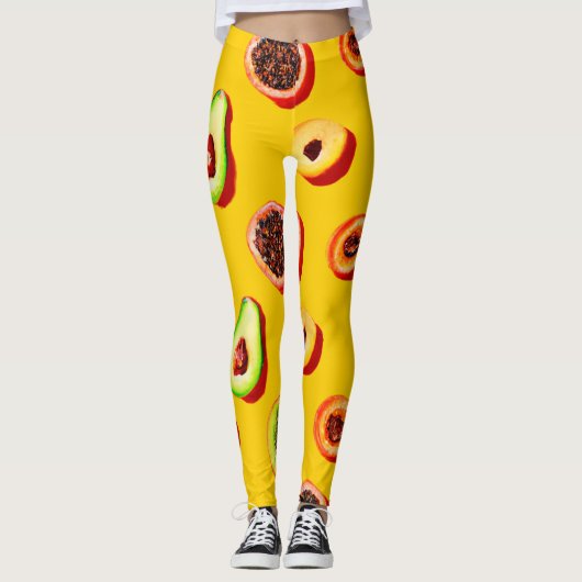 Stijlvol neon fruit patroon leggings (Voorkant)